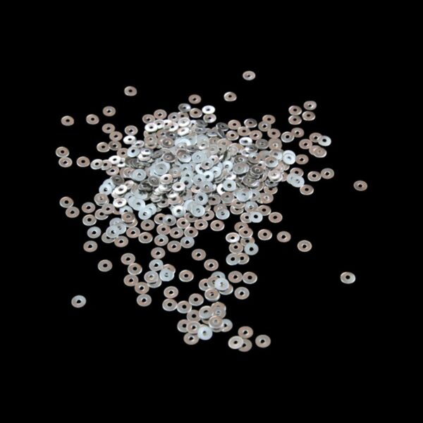 4,5 mm Gümüş Ortadan Delikli Metal Pul Payet (30 Gr 500 Adet)